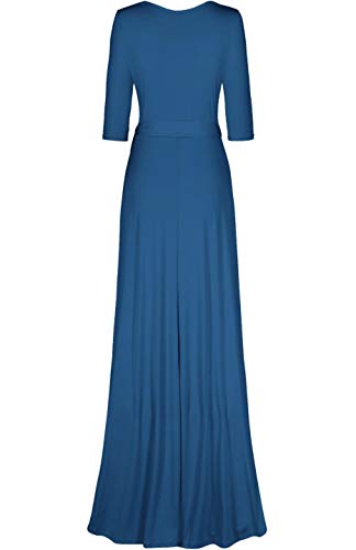 Image of Women's 3 /4 Sleeve Deep V-Neck Maxi Faux Wrap Solid Plus Size Dress