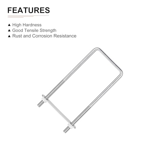 Image of DTGN M8x70x180mm(ThreadxWxL) Square U Bolt - 2Pack - Good for Trailer Pipe Replacement Parts - 304 Stainless Steel U Shape Bolts
