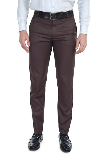 Image of Men's Stretchable Solid Plain Formal Trousers - Regular Fit Stylish Pants for Office & Party, Fashionable Dress Trousers for Men