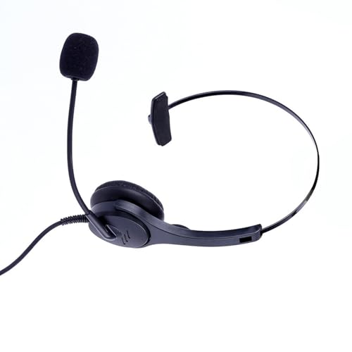 FANSHINUO Auriculares con cable con micrófono y cancelación de ruido para PC, portátil, negocios, oficina en casa, centro de llamadas, un solo oído para videoconferencias