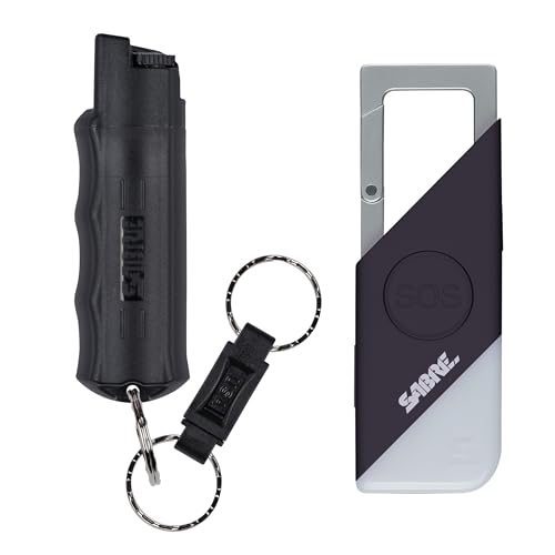 Image of Sabre Pepper Spray - Quick Release Keychain for Easy Carry & Fast Access, Max Police Strength Self Defense OC Spray with UV Dye, 10 Sec. Spray Time, Finger Grip - Faster Aim, 0.54 fl oz,Secure Safety