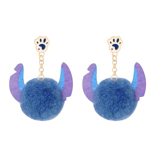 Pom Pom Earrings for Women Cute Paws Fluffy Fur Ball Earring Long-eared Pom Earrings Christmas Friendship Jewelry