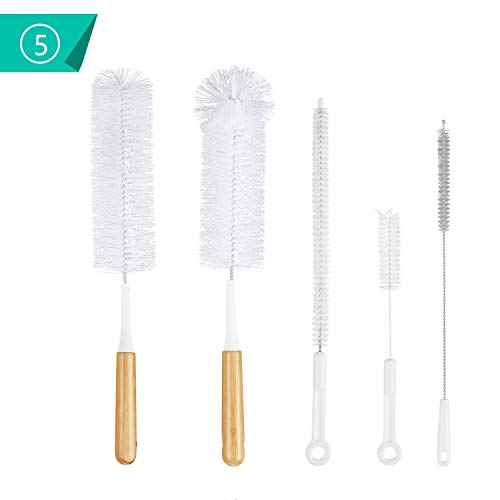 Jekayla Bottle Brush Cleaner Set - Long Water Bottle and Straw Cleaning Brush for Narrow Neck Bottles, Hydro flask, Thermos, Sâ€™Well, Pipes, Contigo, Straws Baby Bottles, Kettle Spout Brushes, 5 PACK