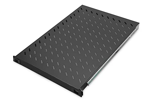 DIGITUS Professional - Baldas extraíbles para armarios de 483 mm (19') - DN-19 TRAY-2-1000SW - Accesorio delantero y trasero, carga 65 kg, desde 1000 mm profundidad, 1 unidades de altura, color negro