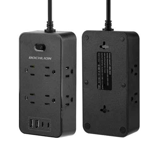 BOCHLION Power Strip, 6-Foot Surge ProtectorExtension Cord with Multiple Outlets, 8 Outlets 4USB Ports (2 USB-C) for Home Office (Black) - image 1