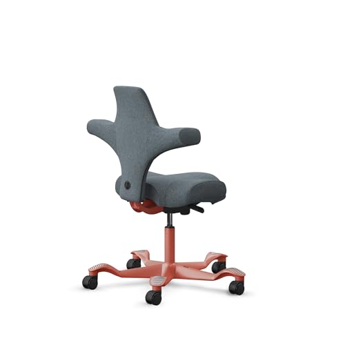 Image of HAG Capisco Standard Chair-Blush Rose Frame-Upholstered Dark Gray