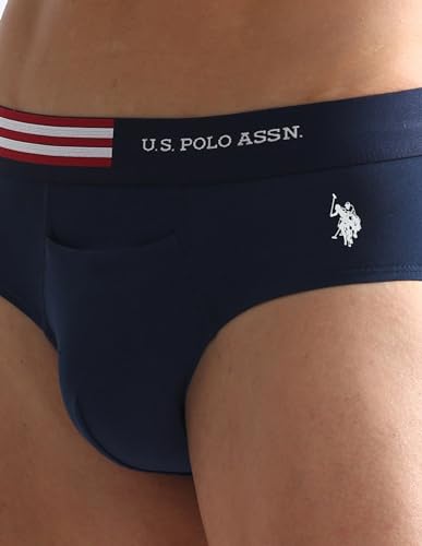Image of U.S. Polo ASSN. Mens OEB06 Flag Waist Single Jersey Underwear Briefs - Pack of 2