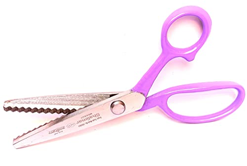 Image of Shalimar Brand 8 inch Inches Professional Zig Zag Scissor for Cloth Fabric Cutting and Tailoring Work, Mild Steel, Ergonomic Grips,Ultra-Sharp, Pinking Shears for Sewing, Craft, Dressmaking, Fabrics Art and Craft (Rubber Coated)