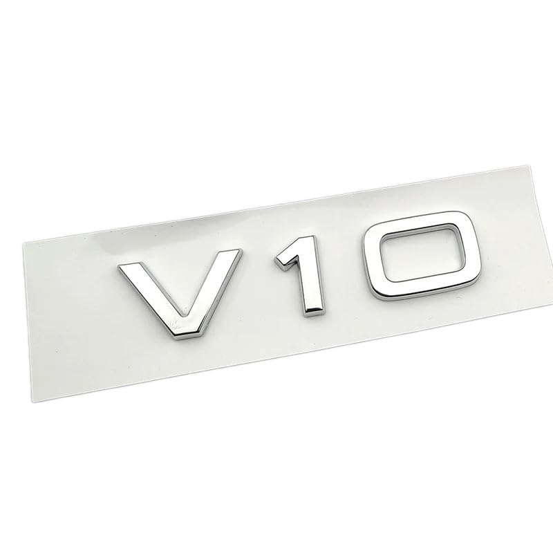 Générique 3D ABS Chrome V10 Logo Lettres Voiture côté emblème Badge Autocollant Accessoires(Chrome 1pc)