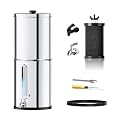 Joypur 1G Gravity-fed Water Filter System - NSF/ANSI 42&372 Certified 18/8 Stainless Steel Countertop Water Filtration System - Water Level Window, Reduce 99% of Chlorine, for Camping, RVs