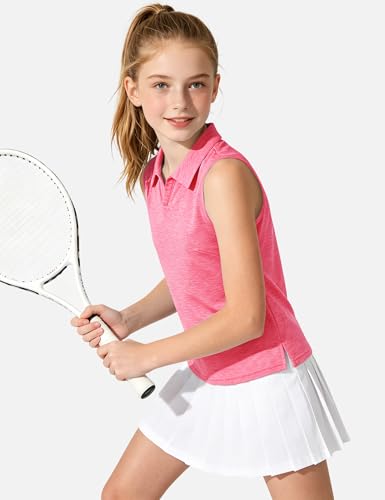 Image of Auranso Girls Polo Shirts Sleeveless Golf Tennis Quick Dry T-Shirts Tops