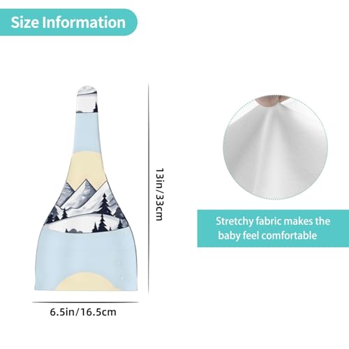 Baby Beanie White Snowy Mountains Knotted Hat - Soft, Warm, Comfortable, Headwear for Newborns, 0-6 Months4