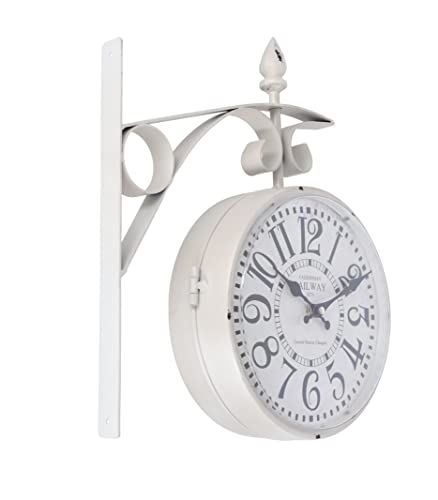 Horloge murale station ferroviaire double face rétro métal 24cm