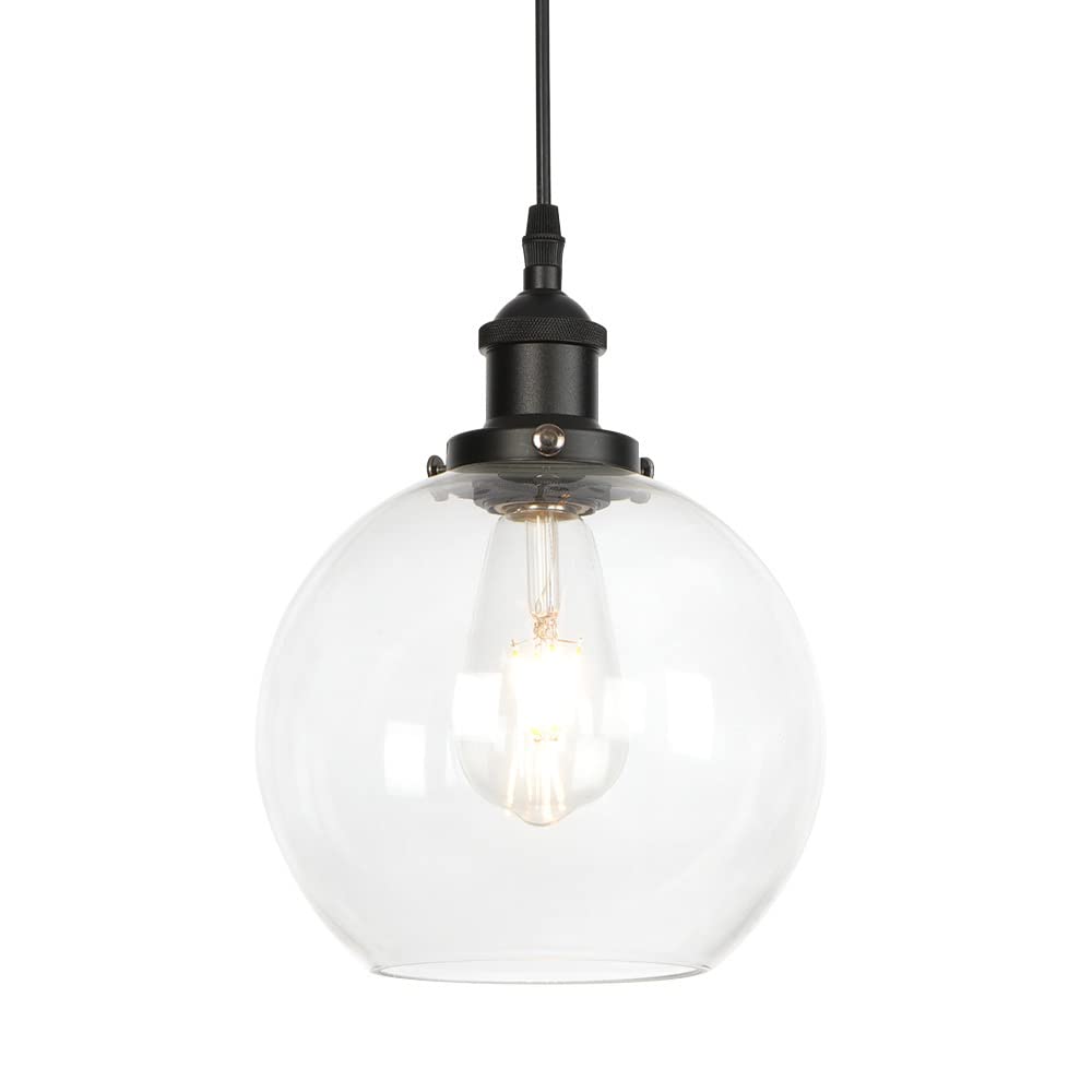 HXYSXHJUO Industrial Globe Glass Schoolhouse Lighting Transparent Pendant Light Fixture For Farmhouse Ceiling Classroom Chandeliers Dining Room Bathroom Lmap