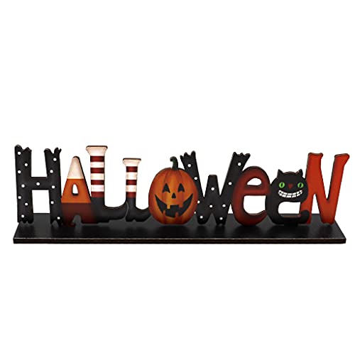 Letras de Halloween para decoración de mesa de madera, diseño de calabaza de dibujos animados para botas, bandeja de fiesta, adorno de escritorio, letrero de calabaza de escritorio
