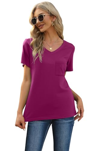 Image of RUBZOOF Women's Short Sleeve Pajama Sets with Pockets Casual V Neck 2 Piece Lounge Sets S-3XL