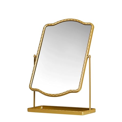 Espejo de Mesa Vintage Dorado con Almacenamiento miniatura 3