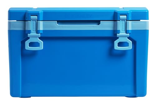 Image of Stanley Adventure Outdoor Cooler 50 qt | Heavy Duty Outdoor Camping Cooler with Easy Carry Side Handles | 6 Days Cooling Ice Chest for 82 Cans | Flat Top Doubles as Seat | BPA-Free | Azure