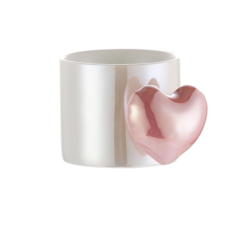 HalcyonFit Ceramic Love Heart Coffee Mug Cup Exquisite Color Mug for Couples Home 330ml Latte Coffee Cup Breakfast Mug for Gift (Pink-b)