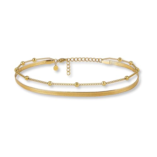 GD GOOD.designs Fußkettchen Gold für Damen I Mehrreihige...