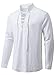 AIFARLD Men's Long Sleeve Shirts Retro Style Lace up for Medieval Viking Hippie Halloween Cosplay Pirate Renaissance Costume White