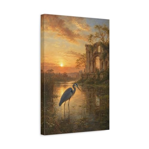 Tableau paysage ruine romantique pour salon chic et dessus de cheminée