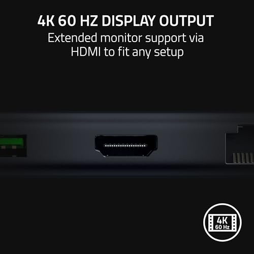 Image of Razer USB C Dock: 11-in-1 Portable USB-C Travel Hub, 4K 60Hz HDMI, Ethernet, Card Reader, USB-C & USB-A, 3.5mm Audio,85W PD Charging for Laptop & Tablet, Durable All-Metal Build, PC & Mac - Black