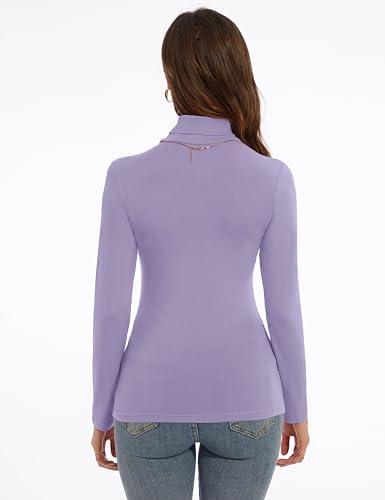 Image of Women's Turtleneck Long Sleeve Shirts Slim Fitted Lightweight Base Layer Casual Tops