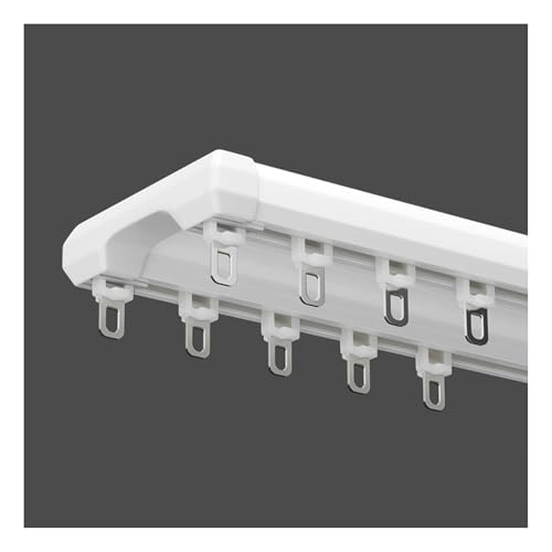 Heavy Duty Continuous Double Track Curtain Track Electrophoresis Double Row Track ABS Seal Aluminium Alloy Slide Ceiling Mounted for Room Privacy Barrier(White,5.9ft)