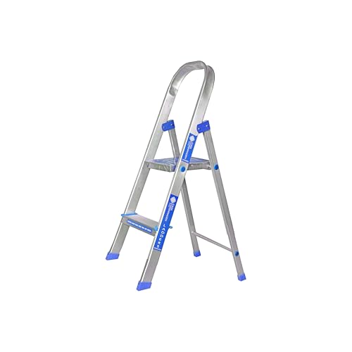 Image of Casa Copenhagen Designed in Denmark, 2-Step Foldable Aluminium Ladder Laser Cut with Super Advance Sure-Hinge Technology,7 Years Warranty - Blue
