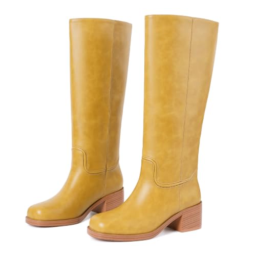 Image of Knee High Boots for Women Chunky Block Heel Tall Boots