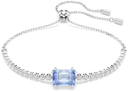 Swarovski Matrix Tennis Bracelet, Green, Blue Crystals, Rhodium F...