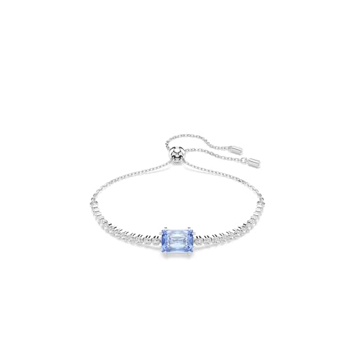 Swarovski Matrix Tennis Bracelet, Green, Blue Crystals, Rhodium Finish