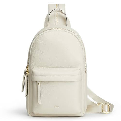 Kattee Sling Bag for Women, Leather Crossbody Purses for Women, Sling Backpack Travel Bag with RFID Blocking, Beige