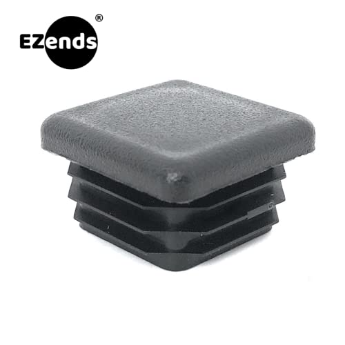 Image of Premium Grade 1 Inch Square Tubing End Caps (10 PK) - 14-20 Gauge for Thinner Wall - Black Plastic Plugs for Square Tubing