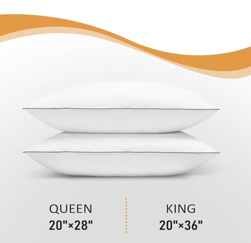 Image of viewstar Down Feather Silver Piping Pillow - Opulent Comfort with Our Luxury Hotel Collection Bed Pillow for Blissful Sleeping, Featuring Elegant Piped Edges (Classic, Standard (16X26 Inches))