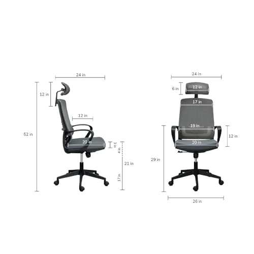 Image of Royaloak Tivoli Italian Office Chair with Revolving Base Nylon Mesh | Adjustable Headrest | Seat Tilt Lock Paddle | Nylon Base | Ergonomic Office Chair |High Back Office Chair |