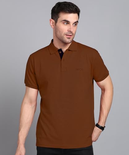Image of 3BROS Men's Cotton Blend Half Sleeve Regular fit Comfortable Polo Neck T-Shirt (Pack of 1)