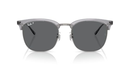 Ray-Ban RB4418D Sunglasses, Transparent Grey On Gunmetal/Dark Grey Polarized, 56 mm