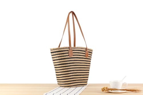Image of Teeya Straw Crossbody Bag Women Weave Shoulder Bag Round Summer Beach Purse and Handbags