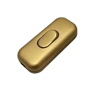 Powice Zwischenschalter mit Erdungsschutz, 250V 6A Schnurschalter für 2- und 3-adrige Netzkabel, Kabelschalter für Kleingeräte & Leuchten, Kippschalter mit Erdung, Gold