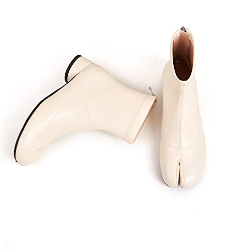 Cuctos Tabi Boots Platform Ankle Bootie For Women,Two Finger Bootie,Divided Finger Fashion Boots,Handmade,Comfortable(8,Beige) #TOP10
