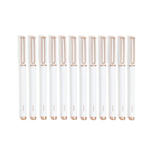 U Brands Catalina Felt Tip Pens, Set of 12, White and Rose Gold, Medium (0.7 mm) Point, Black Ink