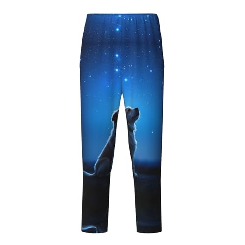 Pajama Pants Pajama Bottoms with Elastic Waistband Sleepwear Lounge Pants, Starry Sky Cute Dog