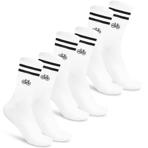 EKKONG Calcetines Deporte Hombre Talla Única 40-46, Calcetines Tenis Blancos, Ideales para Ciclismo, Futbol, Running, Antiampollas, Algodón (FR/ES, Números, 40, 46, Regular, Regular, 3 Pares)
