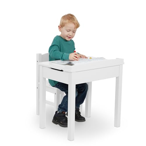 Melissa & Doug Wooden Child's Lift-Top Desk & Chair - White Play Desk and Chair Set for Toddlers and Kids Ages 3+ - image 8