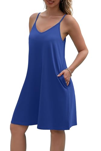 Image of SAMPEEL Summer Dresses Spaghetti Strap Flowy Cami Dresses Sundresses Cover Ups