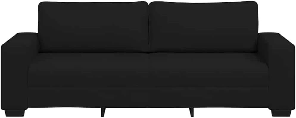 3-Seater Sofa Black Polyester Living Room Furniture