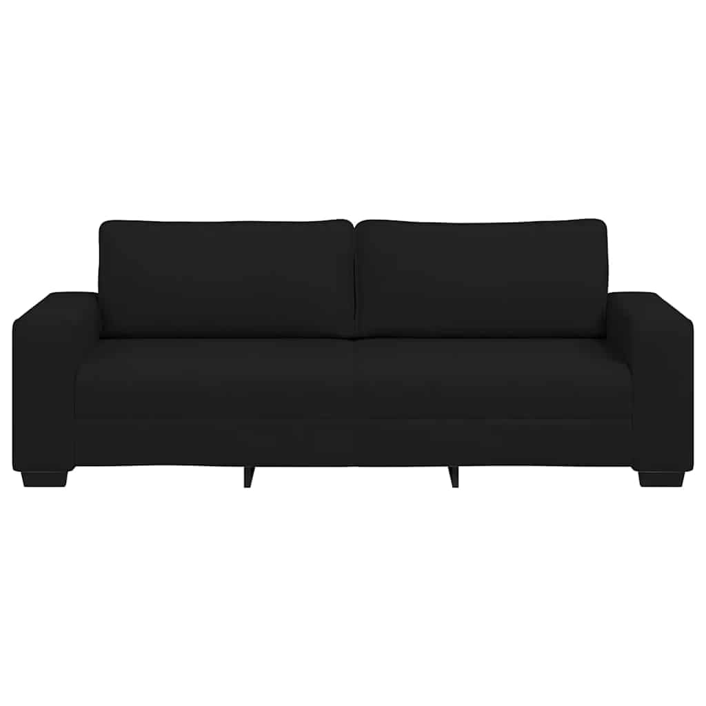 Sofa 3-osobowa, czarna, szerokość siedziska 180 cm, obicie materiałowe, wytrzymała kanapa do salonu do relaksu