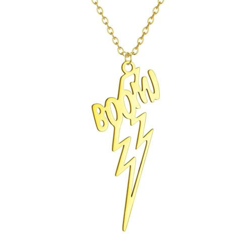 Collier pendentif éclair vintage en or pour homme et femme, bijou de fête rétro